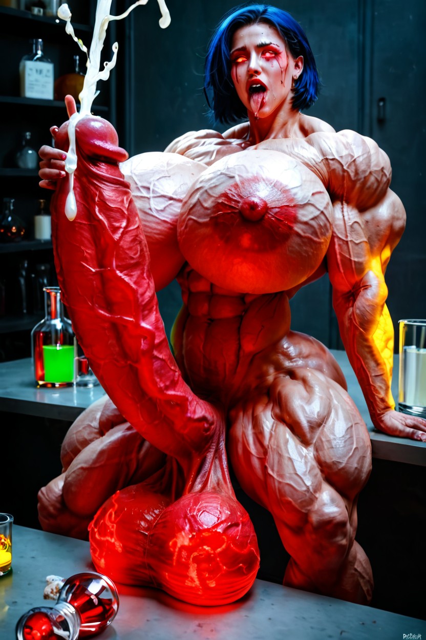 Radioactive Muscle Veins, Impossibly Long Hyper Penis, Extremely Muscular Shemale AI Porn
