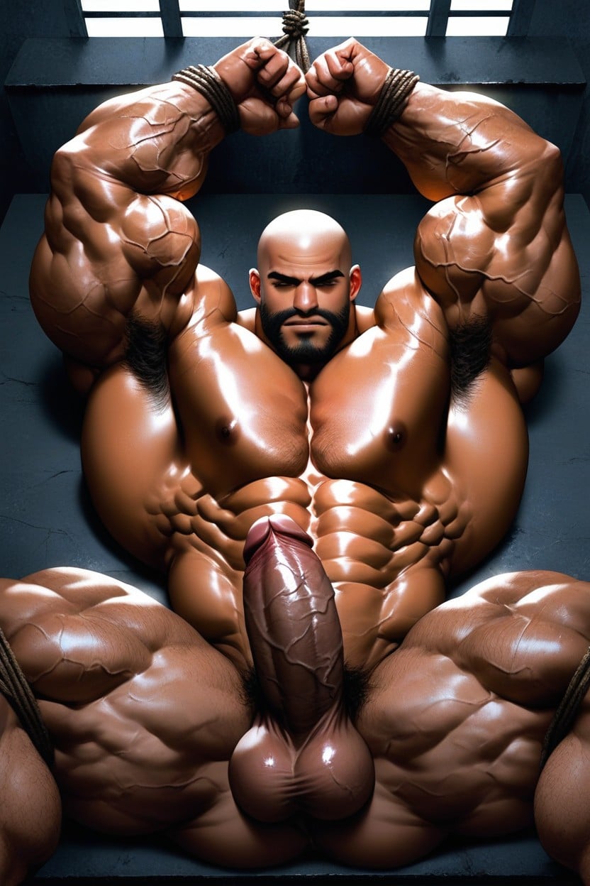 Lying On Table, Ultra Detailed Balls, Legs Spread AI Gay Porn