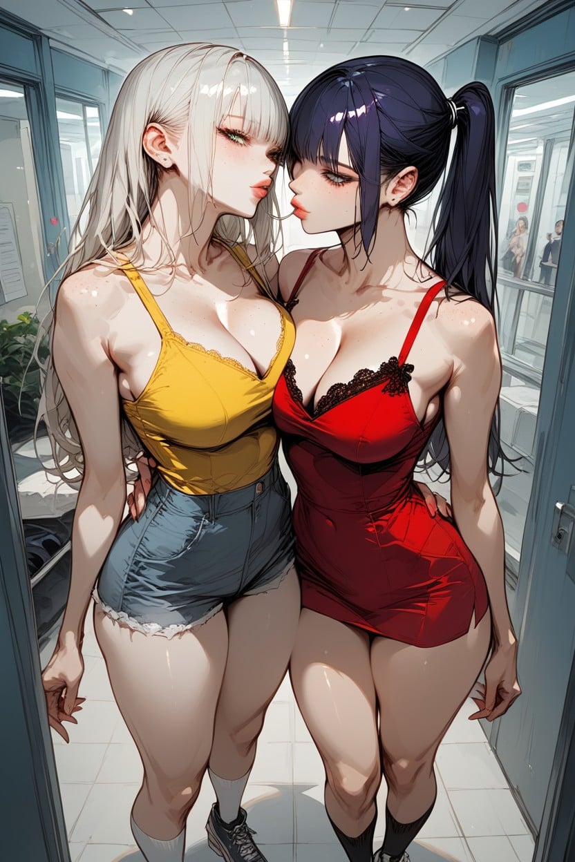 High Ponytail, Sneakers, Thigh High Socks Hentai AI Porn