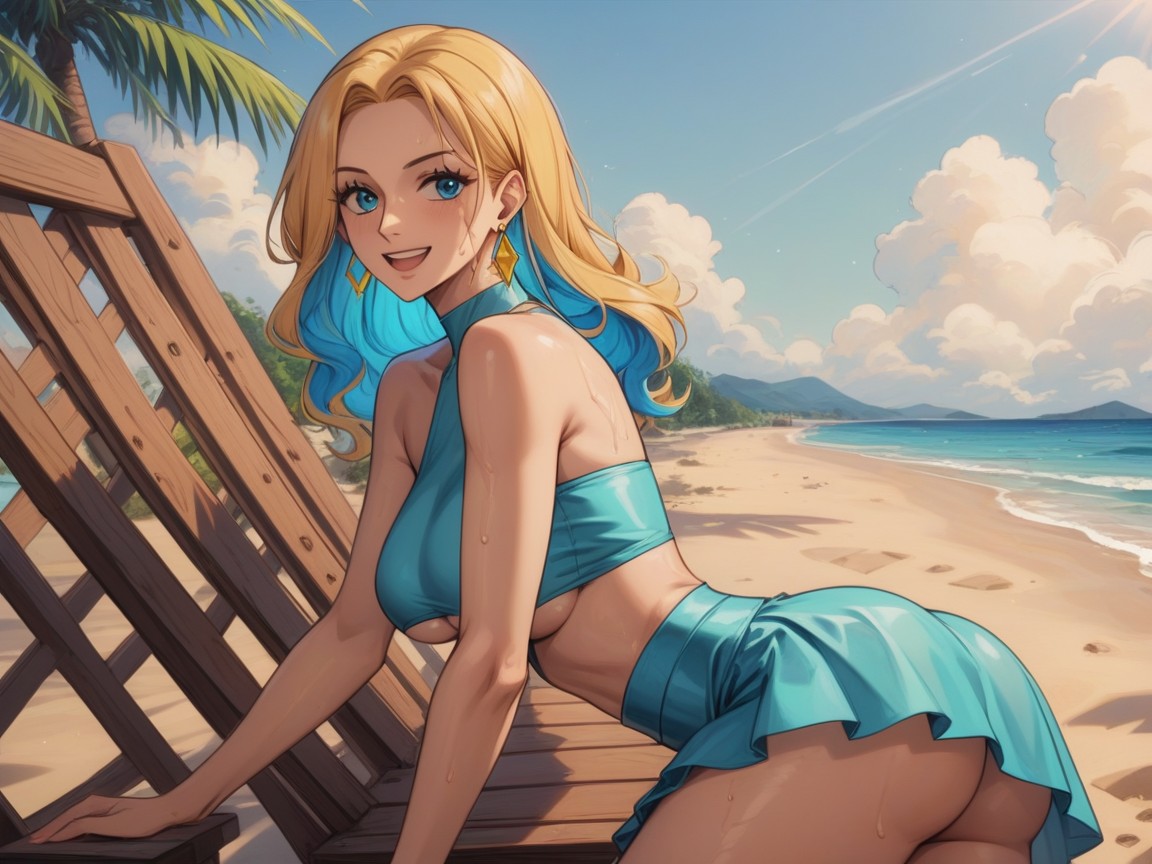 Rounded Ass, Sonriendo Con La Boca Abierta, Ocean In Distance Porno latina IA