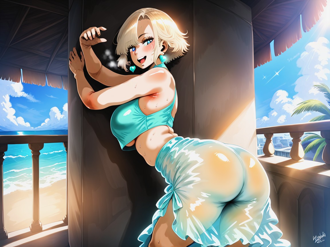 One Woman, Arms Spread, Sweaty Hentai AI Porn