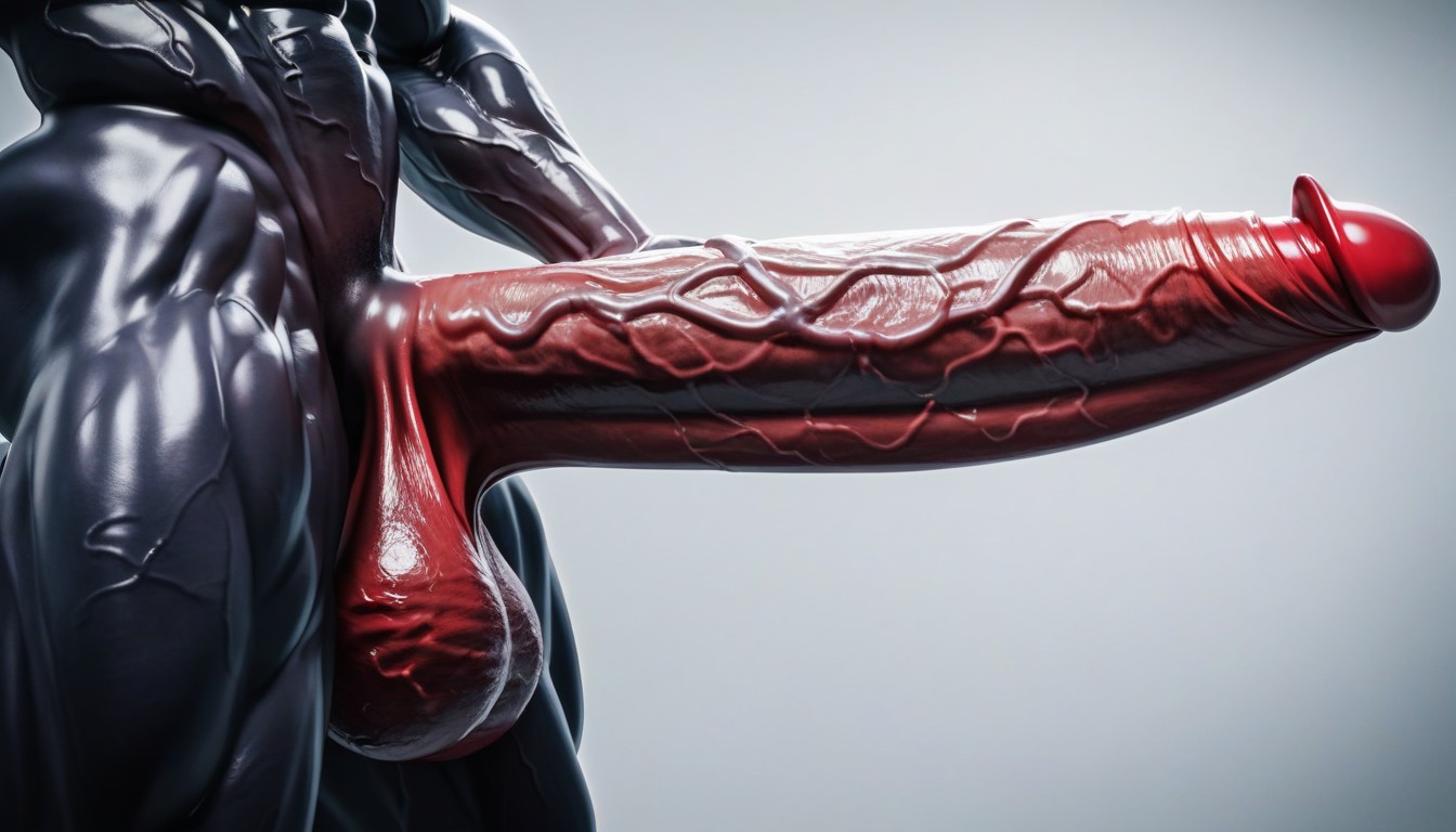 Enormous Long Erect Veiny Red Penis, 1 Person, Very Thick In The Middle AI Porn