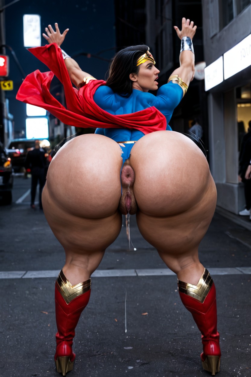 Extremely Curvy Wonder Woman In Standing Anal Penetration, Shocked, Hyper Wide Ass AI Porn