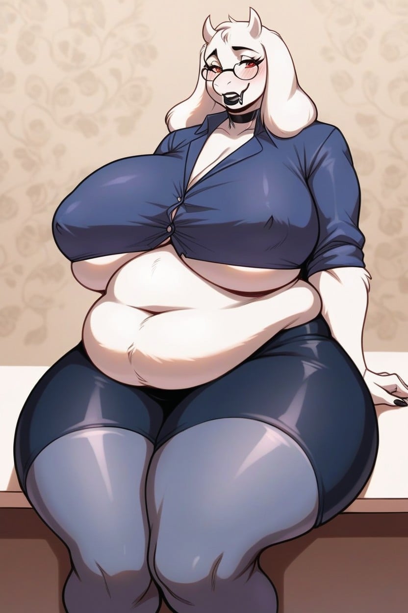 Toriel From Undertale, Huge Stomach, Inverted Nipple Furry AI Porn