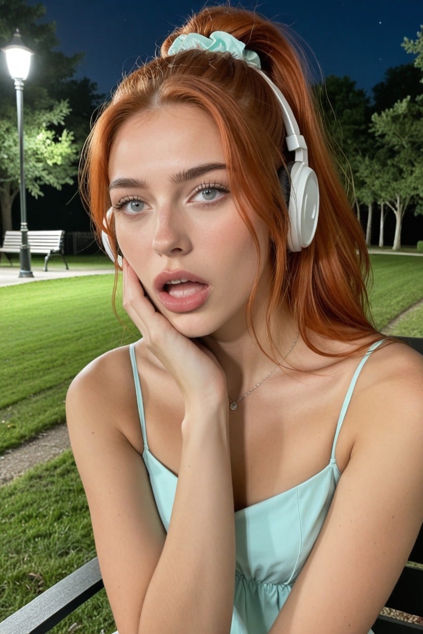 Redhead, Front View, Realistic Skin Texture AI Porn