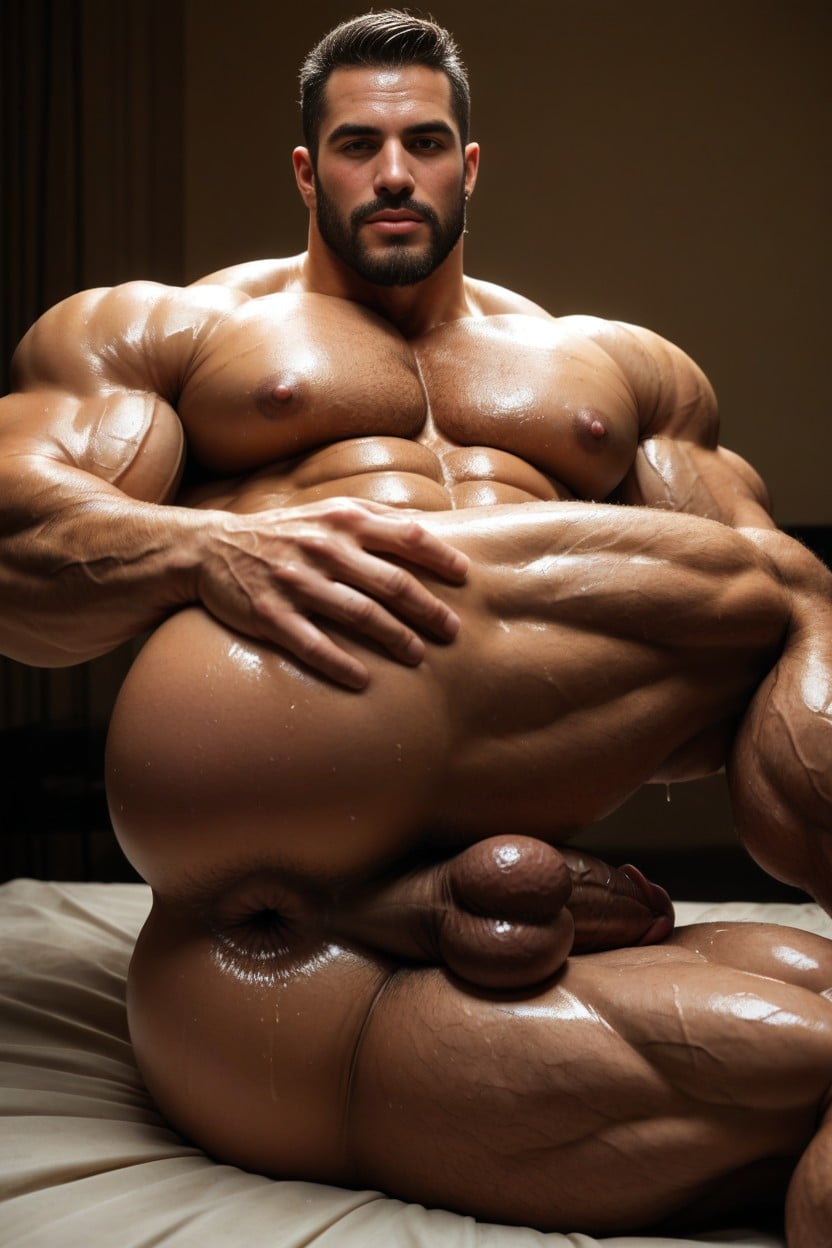 Veins Everywhere, Muscle Thighs, Very Dark Brown Skin AI Gay Porn