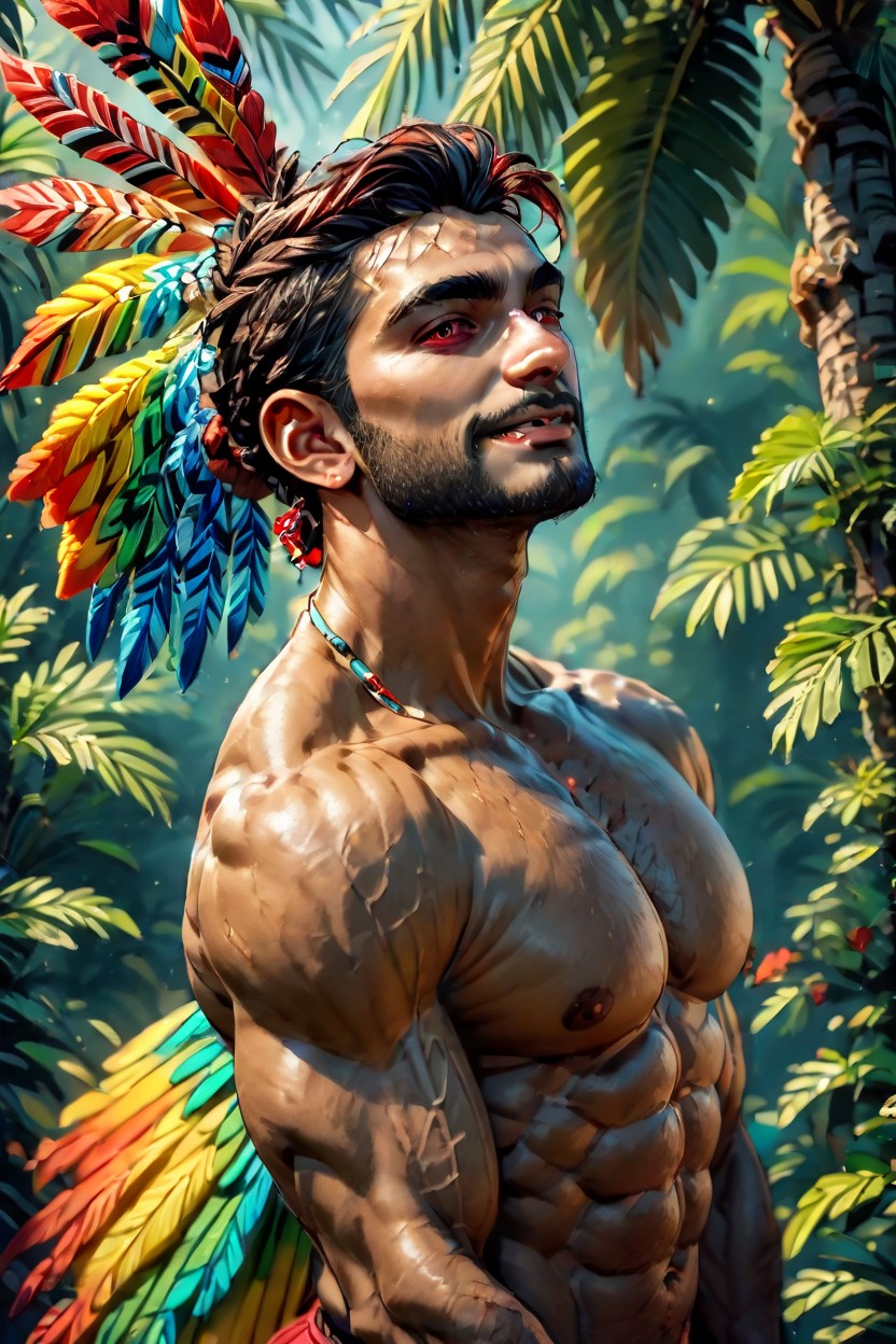 Darck Brown Skin, Tribal Accessories, Squeezable AI Gay Porn