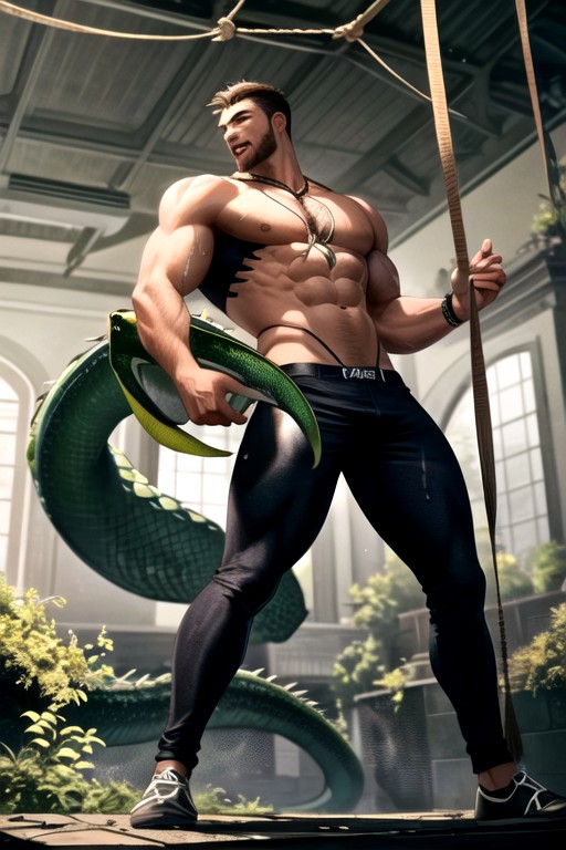 Oiled Skin, Spikes From His Back, 18+ AI Gay Porn