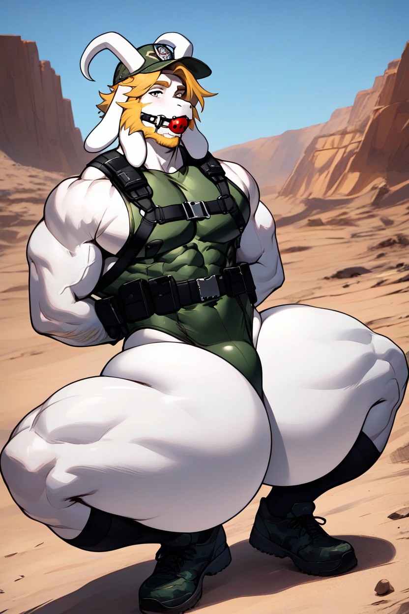 Close To Ground, Gun, Sleeveless Leotard AI Gay Porn