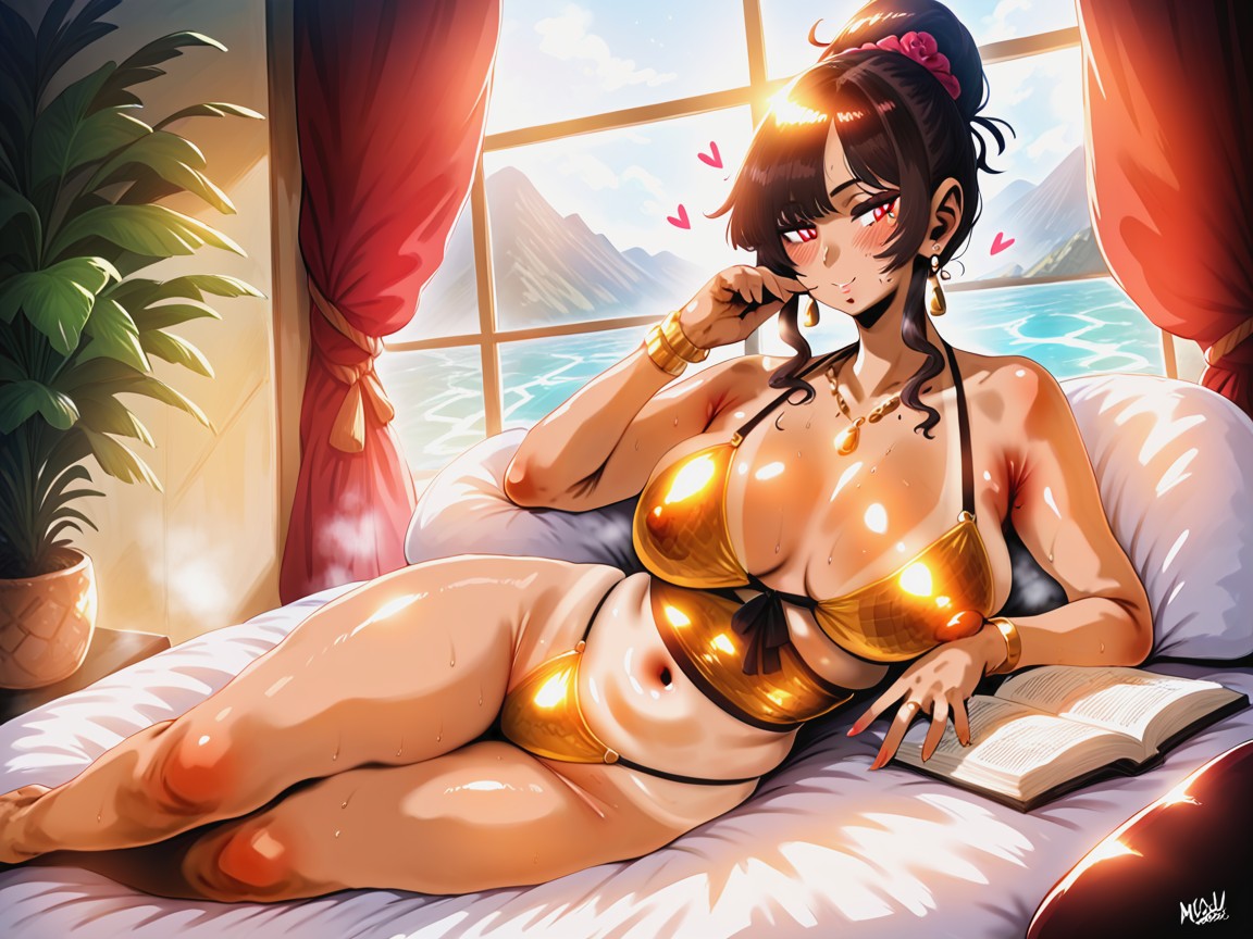 Upturned Eyes, Cleavage, Beauty Mark Hentai AI Porn