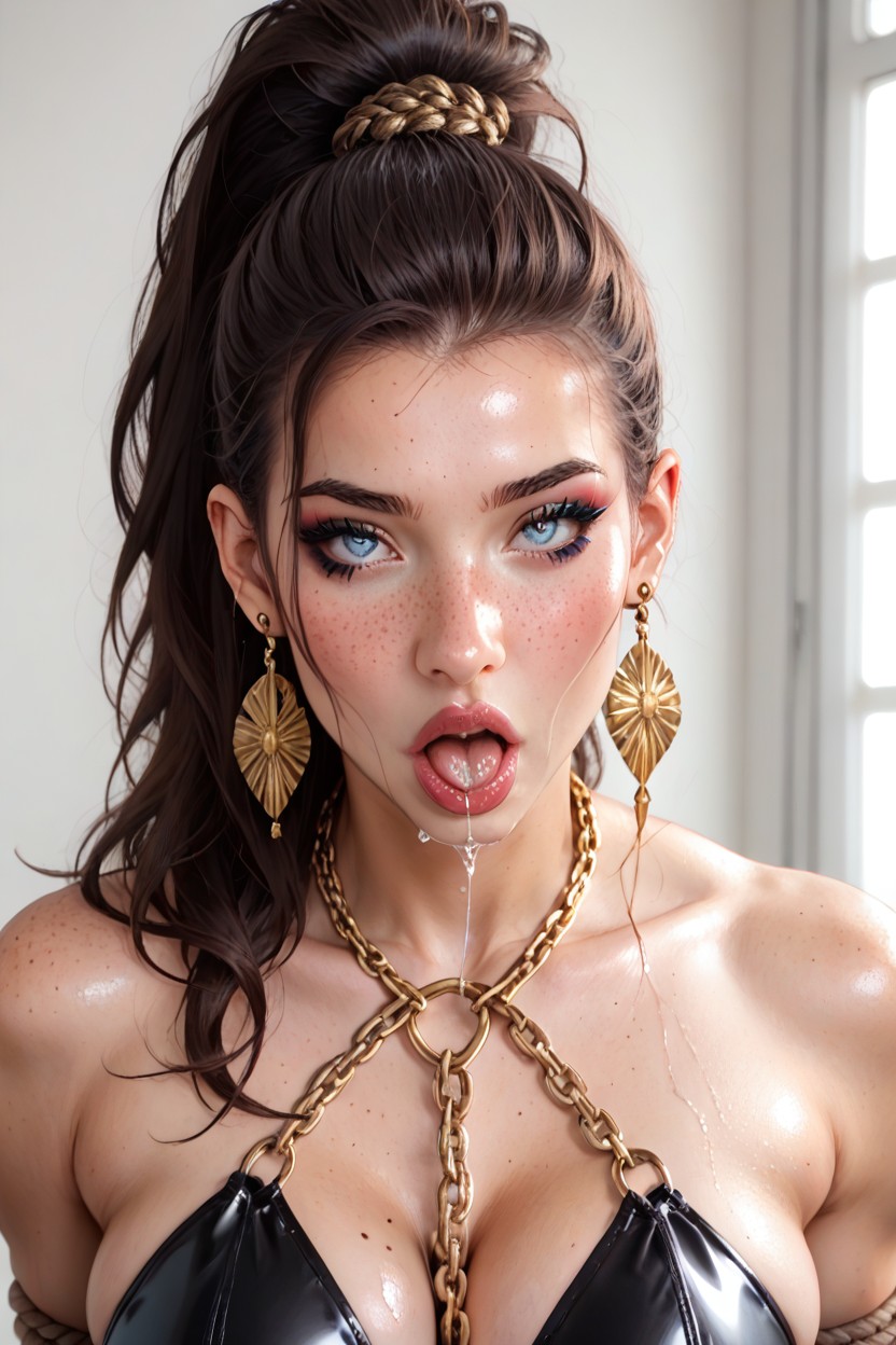 Seductive Look, Thick Lips, Pale Skin AI Porn