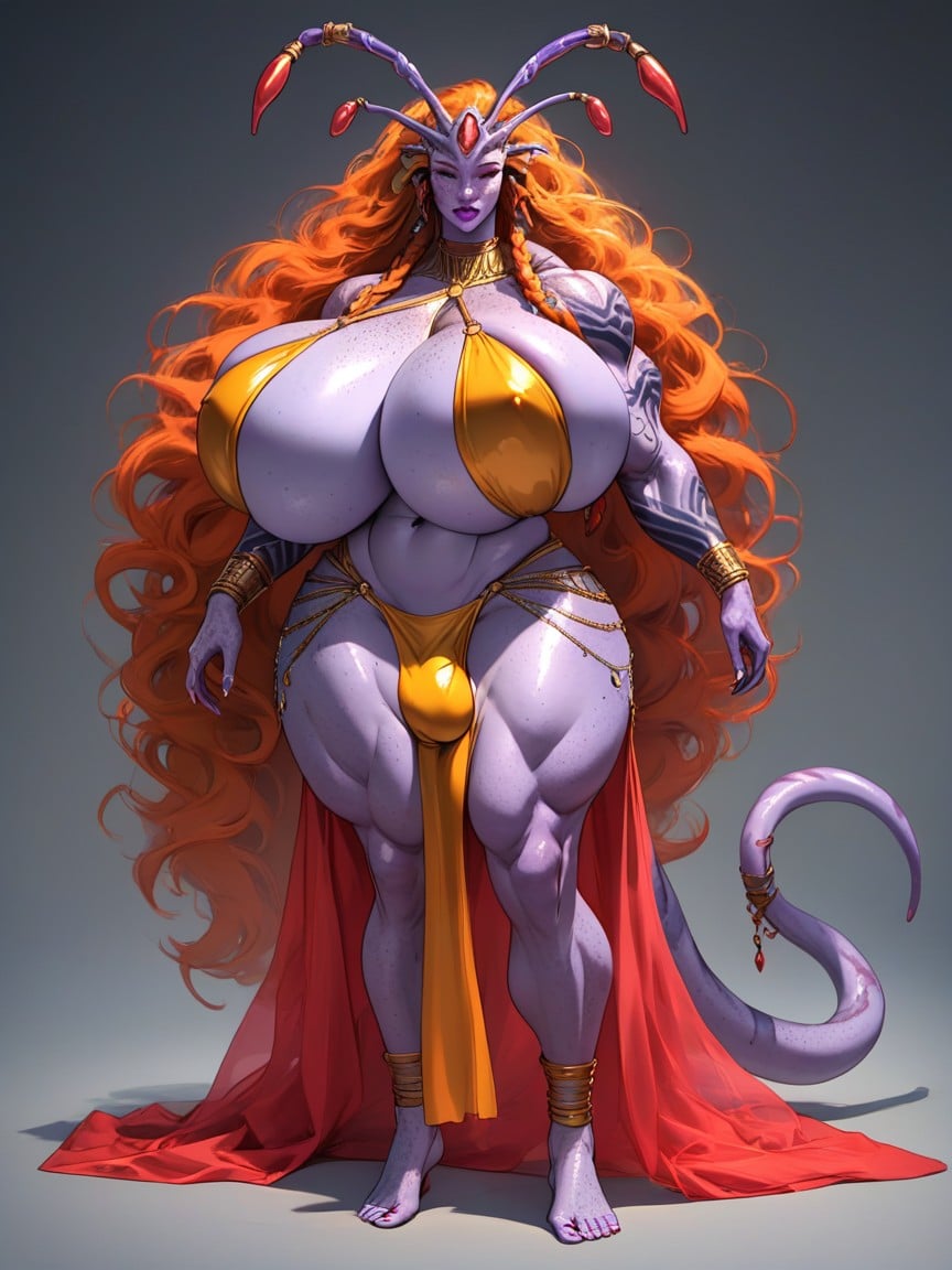 Colossal Breast, Wavy Hair, Hyper Gigantic Breasts Shemale AI Porn
