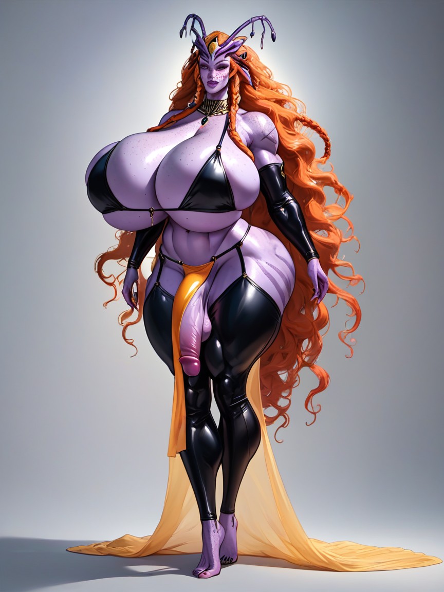 Alien Planet, Thick Thighs, Very Long Volumetric Hair Shemale AI Porn