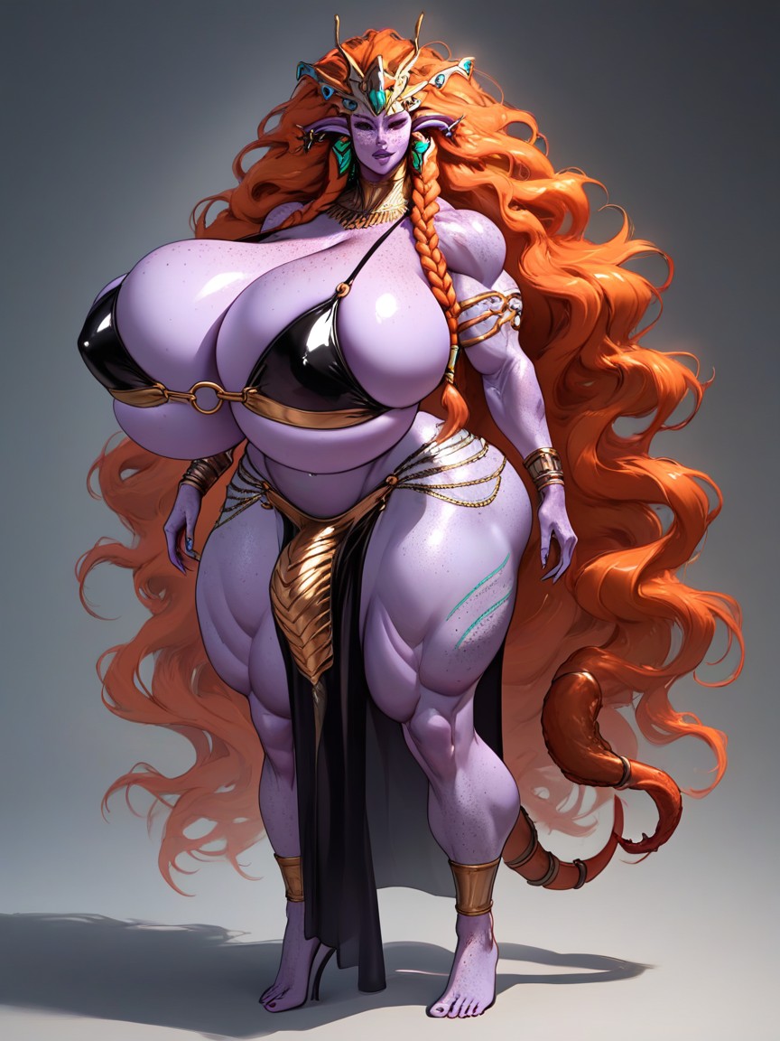 Extremely Muscular, Hair Is Braided, Alien Tail Shemale AI Porn