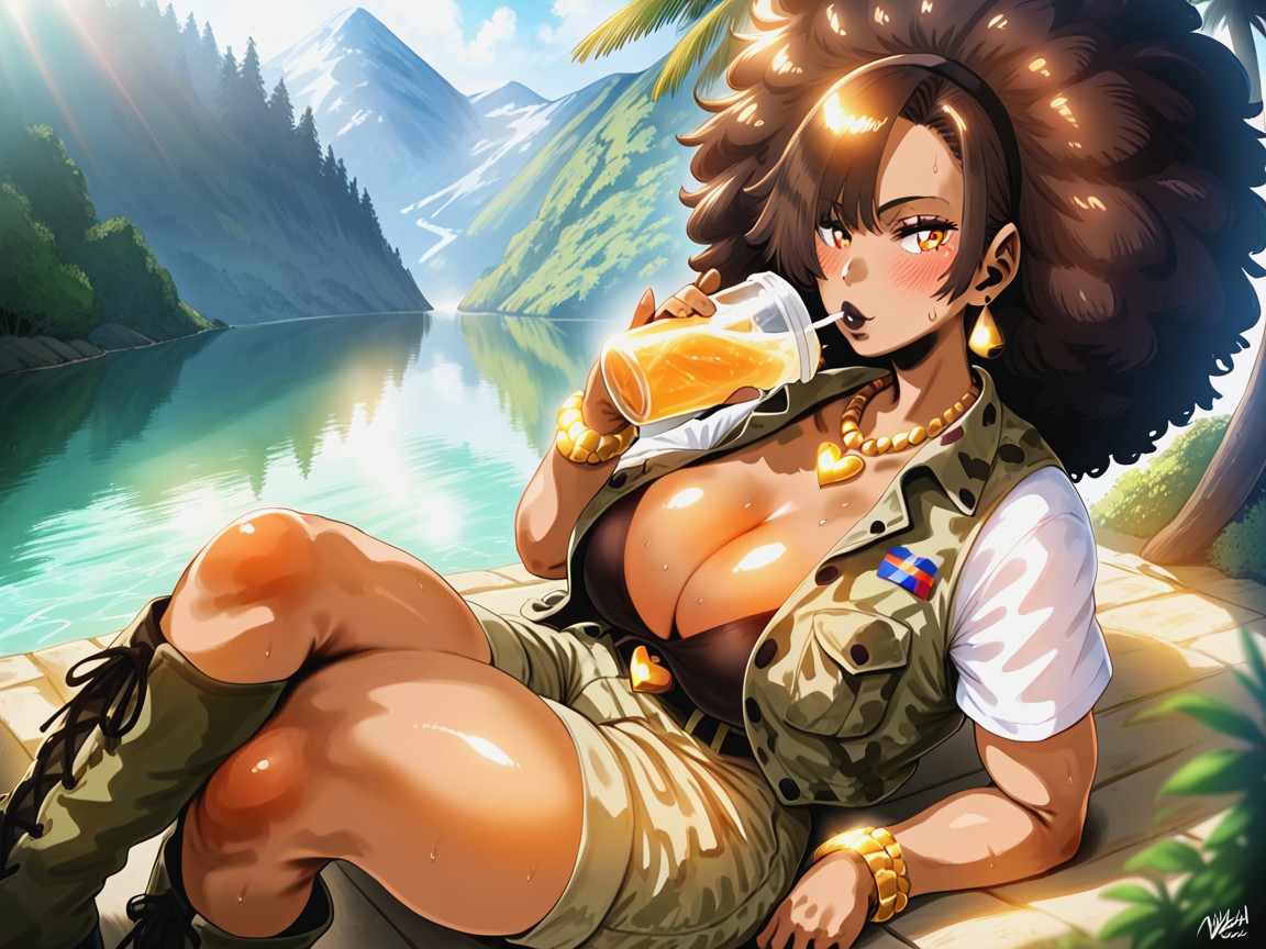 18+, Wearing Camouflage Summer Clothes, Makeshift Camp Hentai AI Porn