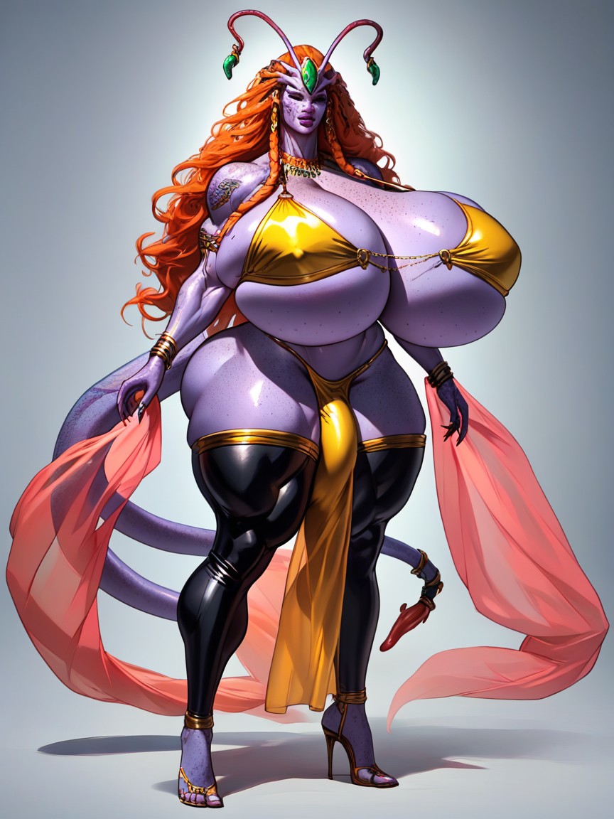 Hyper Detailed, Purple Skin, Freckles Shemale AI Porn