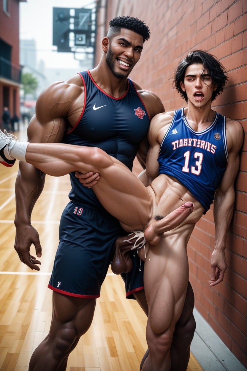 Mouth Open, 2 People, Many People Around AI Gay Porn