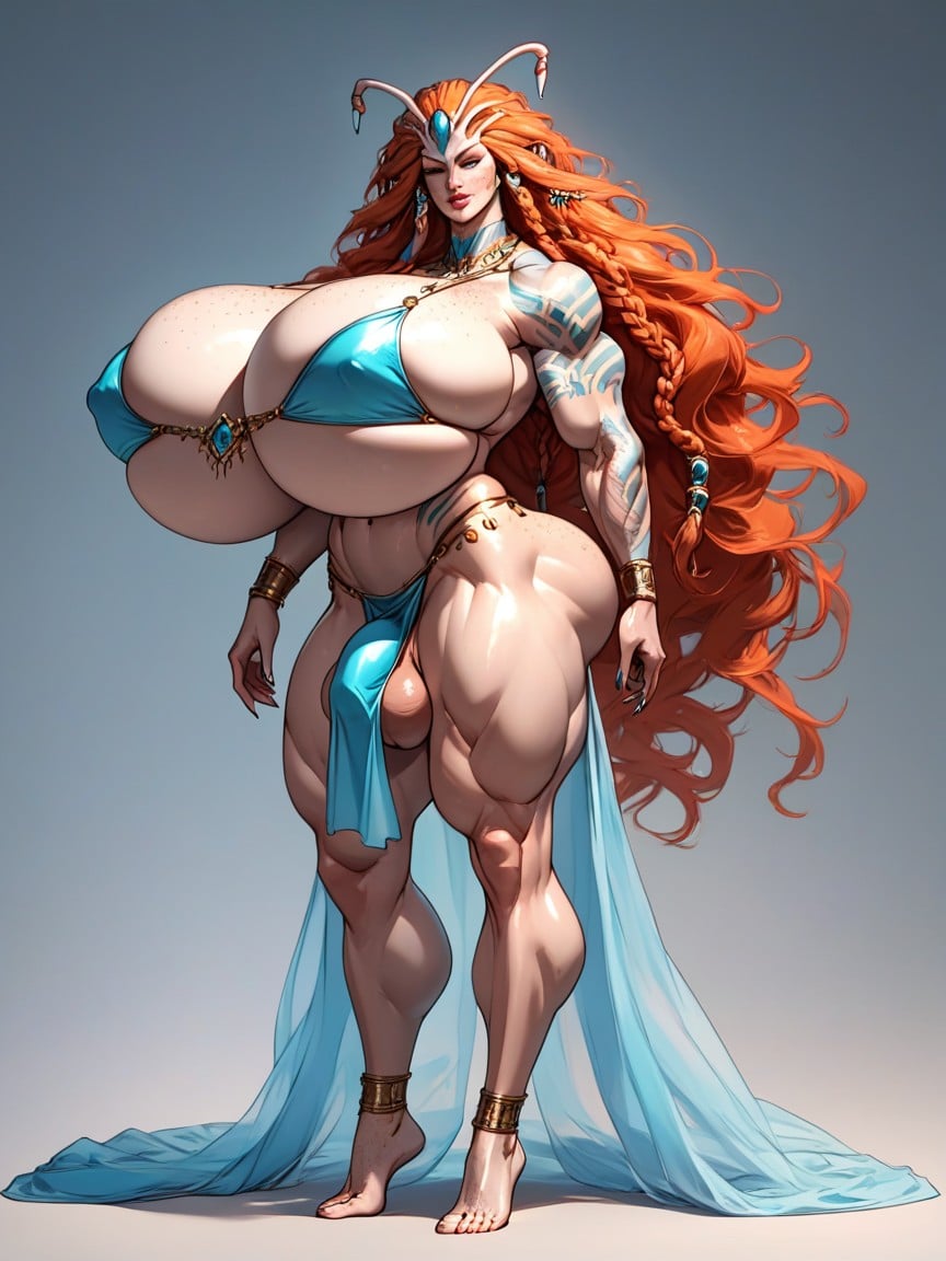 Underboob, Alien, Wavy Hair Shemale AI Porn