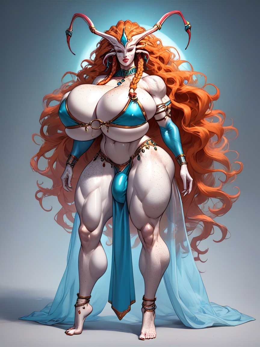 Alien Planet, Skin Is Pale, Orange Hair Shemale AI Porn