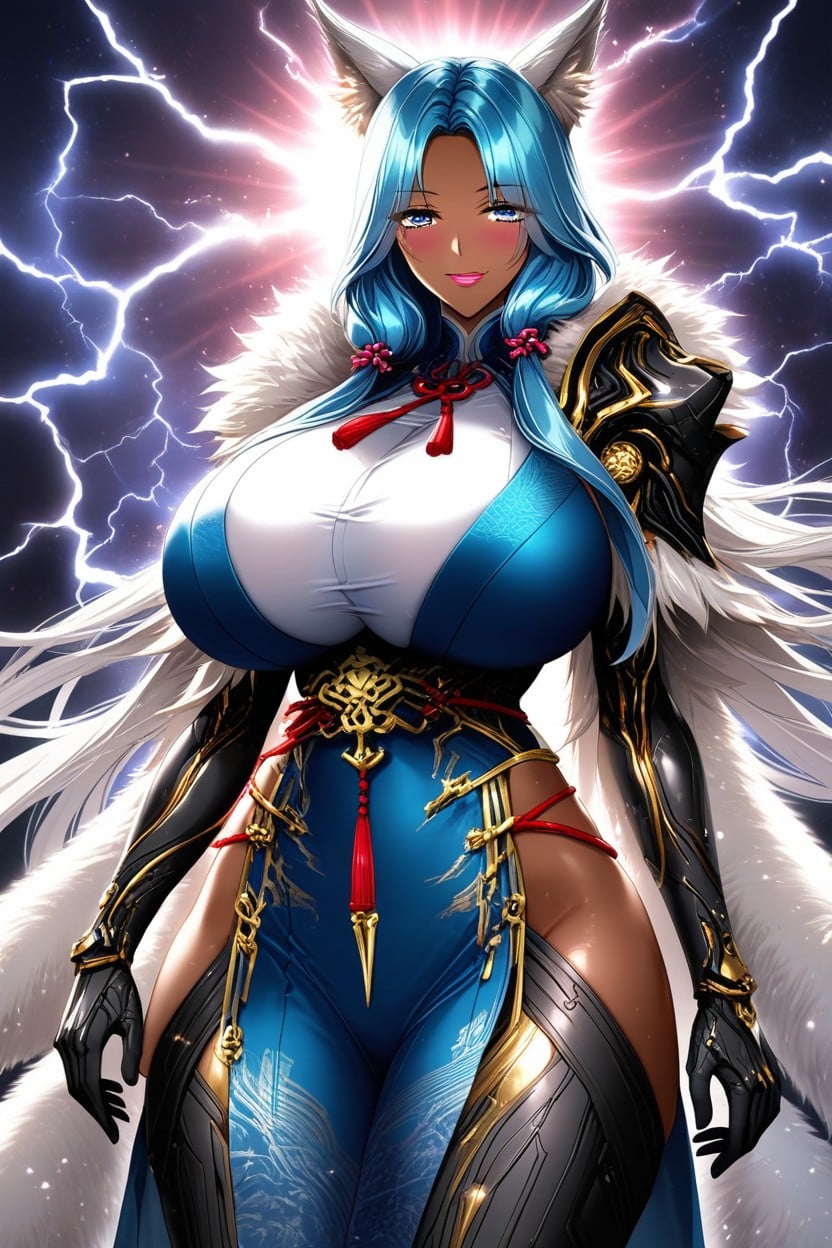 Metallic Body, White Fur Around Neck, "storm From Mavel" Hentai AI Porn