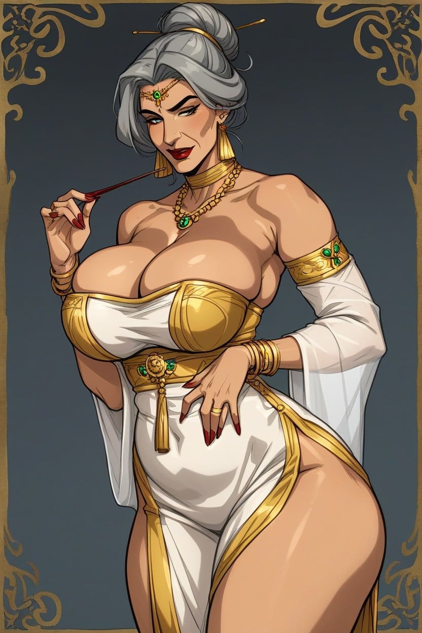 Hip Dip, Traditional Jewelry, Red Fingernails AI Porn