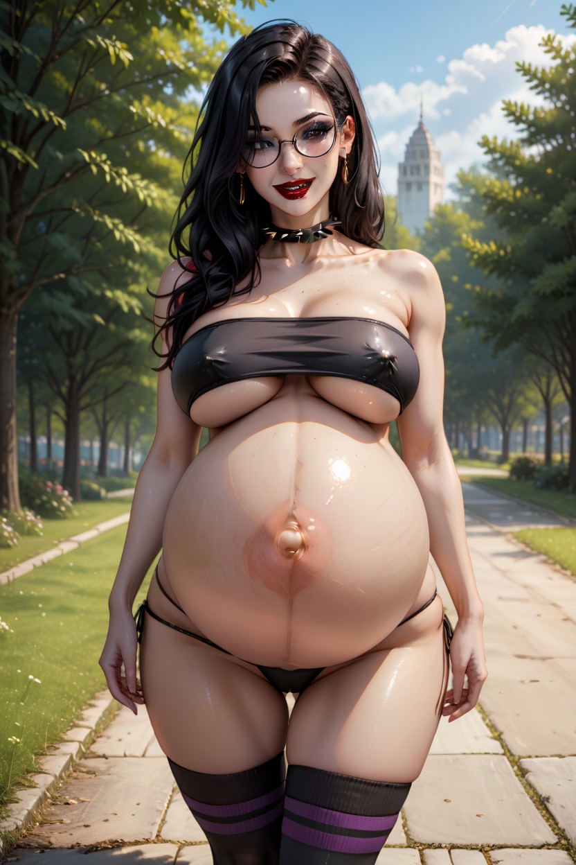 Thighs, Perfect Teeth, Pregnant Belly Swollen And Veiny AI Porn
