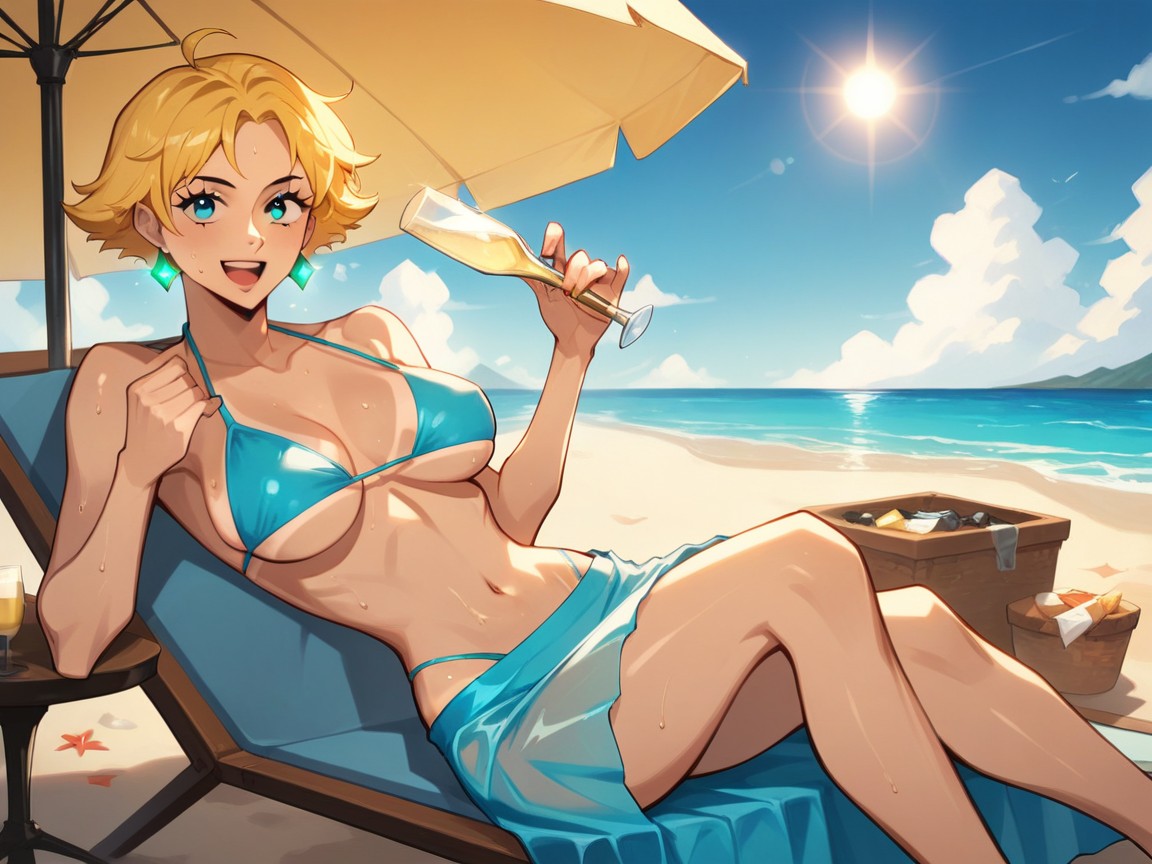 Skinny, Very Short Hair, Golden Hour Glow Effects AI Porn