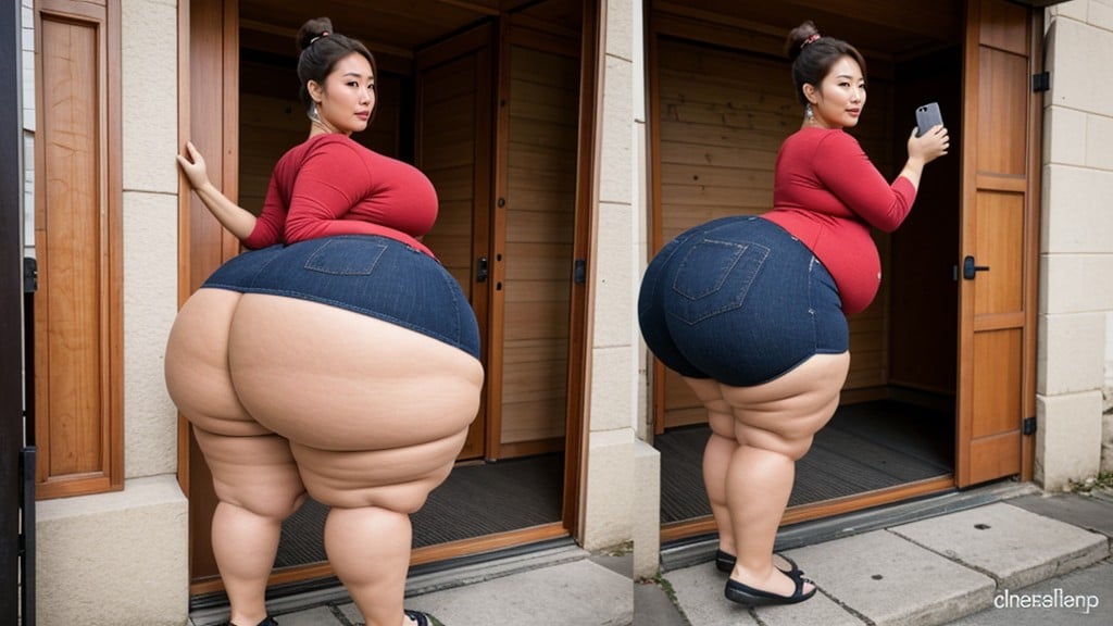 Women Stuck In Wall With Big Sweaty Feet, Disproportionately Large Butt, Bimbo AI Porn