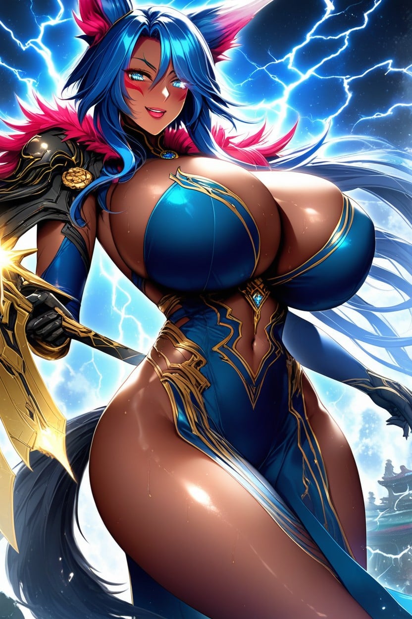Huge Fluffy Fox Ears, Gauntlets, "khora Prime From Warframe" Hentai AI Porn