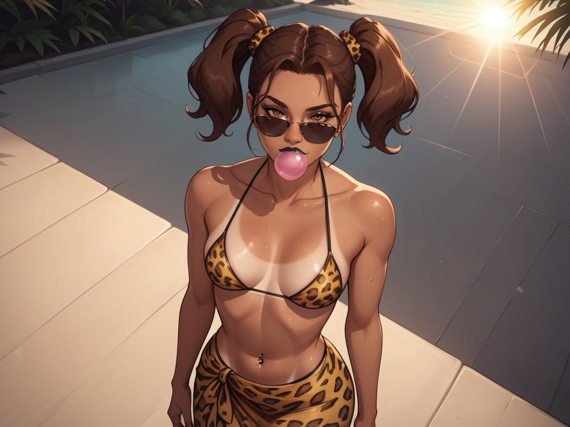 Brown Eyes, Small Breasts, Top Down Hentai AI Porn