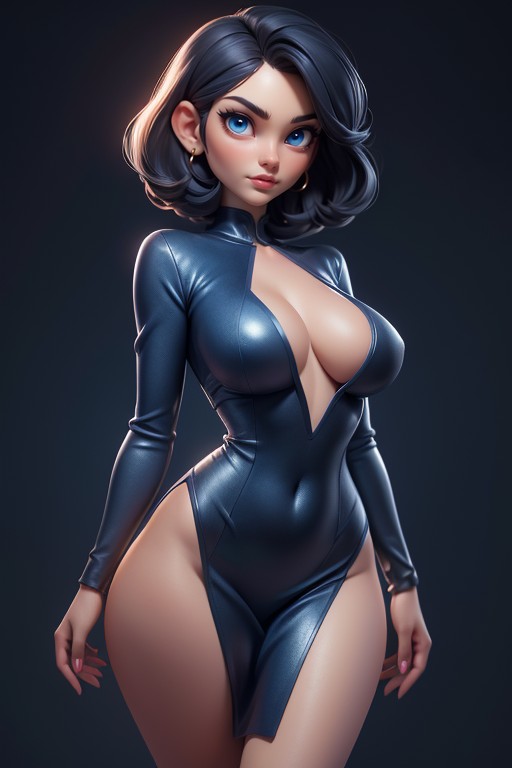 Thighs Fully Exposed, Side View, Curvy Hips Hentai AI Porn