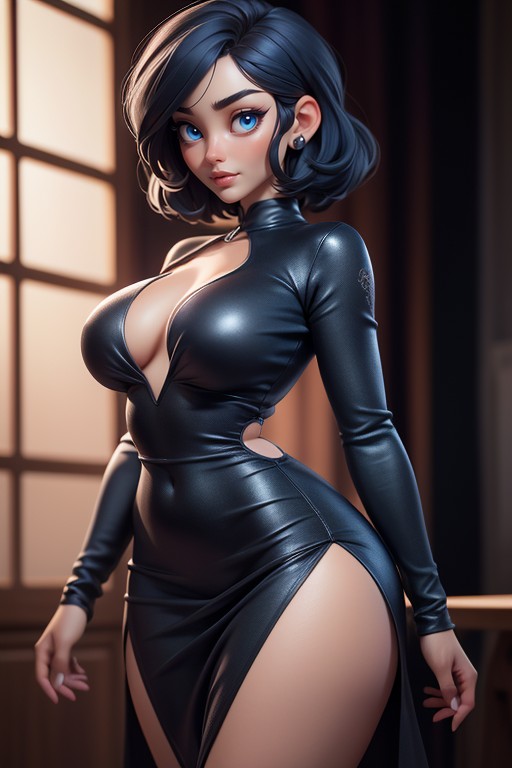 Mini Skirt, Large Breasts, Round Hair Bob Hentai AI Porn