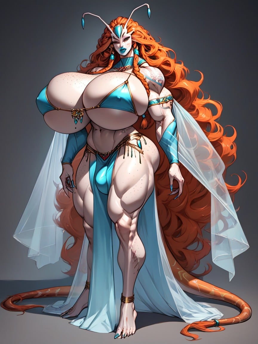 Wearing Latex Loin Cloth, Underboob, Front View Shemale AI Porn