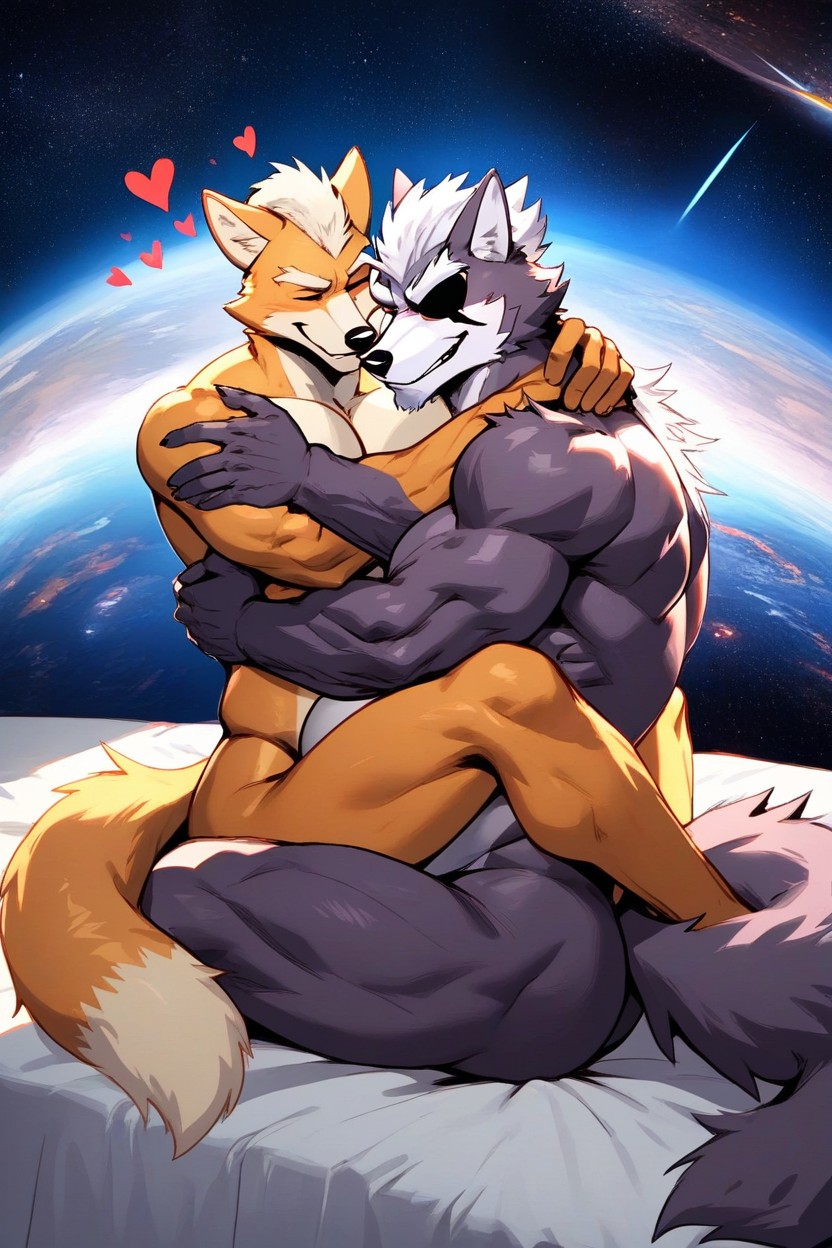 Sitting, In Bed, Gay Furry AI Porn