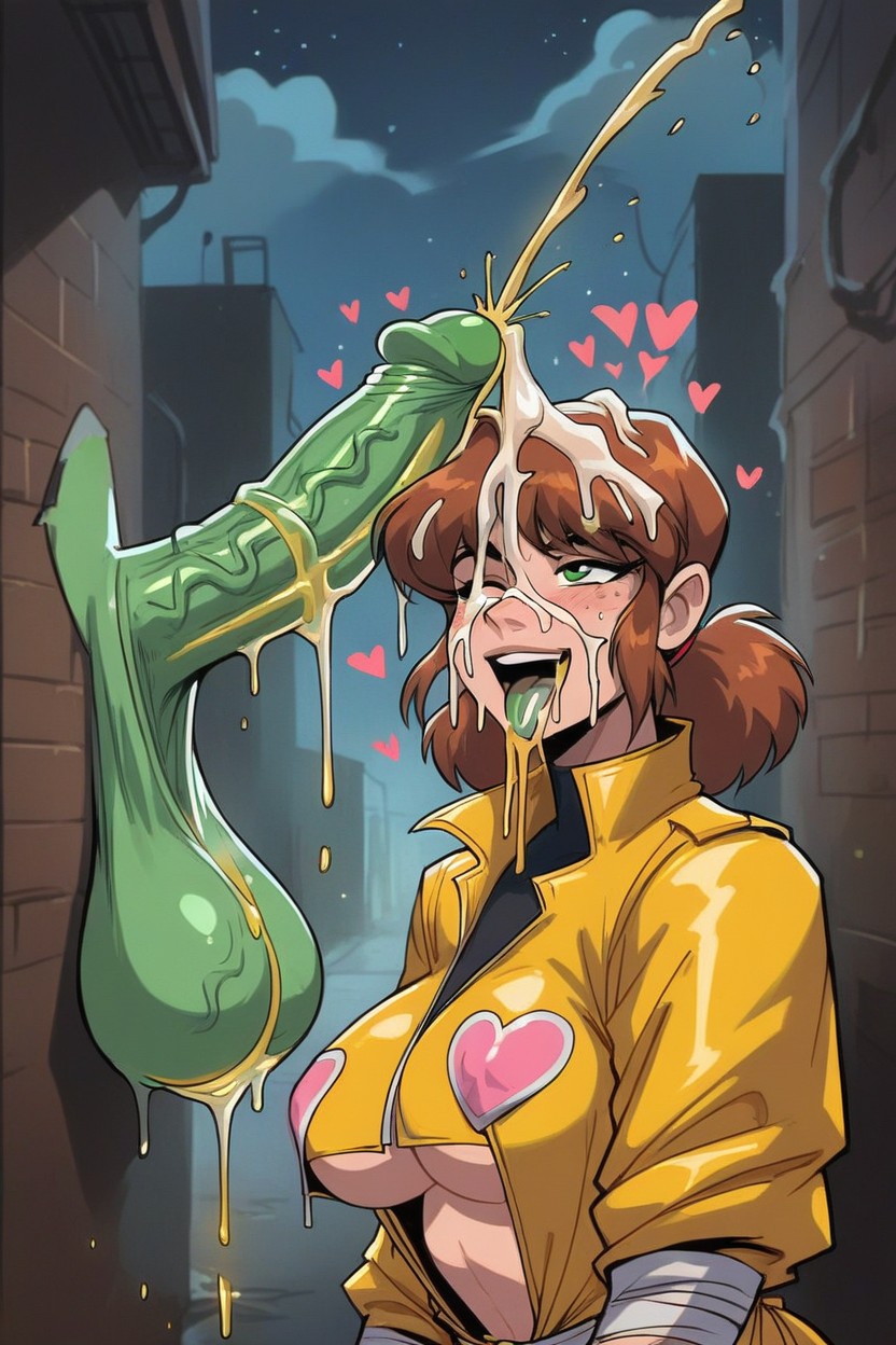 Funnel In Mouth, Happy, Ninja Turtle Hentai IA