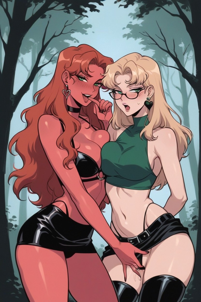 Midriff Showing, Long Red Hair, Thong Hentai AI Porn