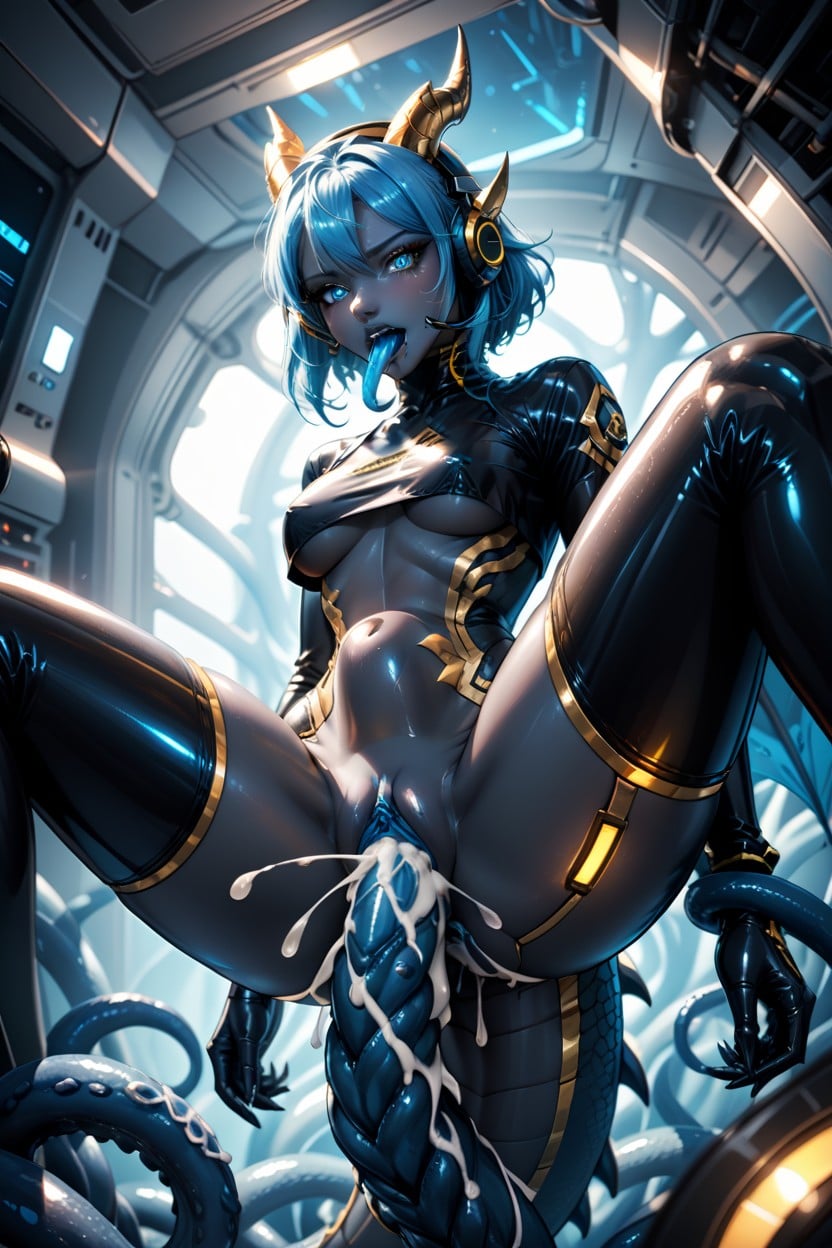 Gaming Headset, Arms And Legs Wrapped In Tentacles, Mind Breaking Orgasm Furry AI Porn