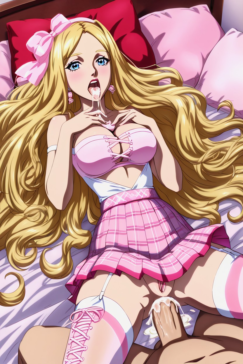 18+, Pink Clothing, Checkered Skirt AIポルノ