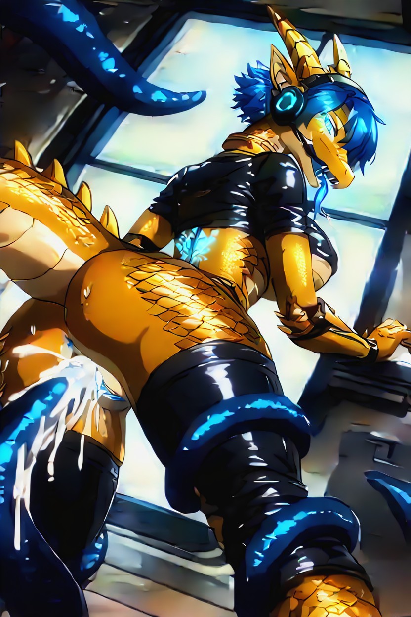 Rear View, Licking Tentacle, Extreme Orgasm Furry AI Porn