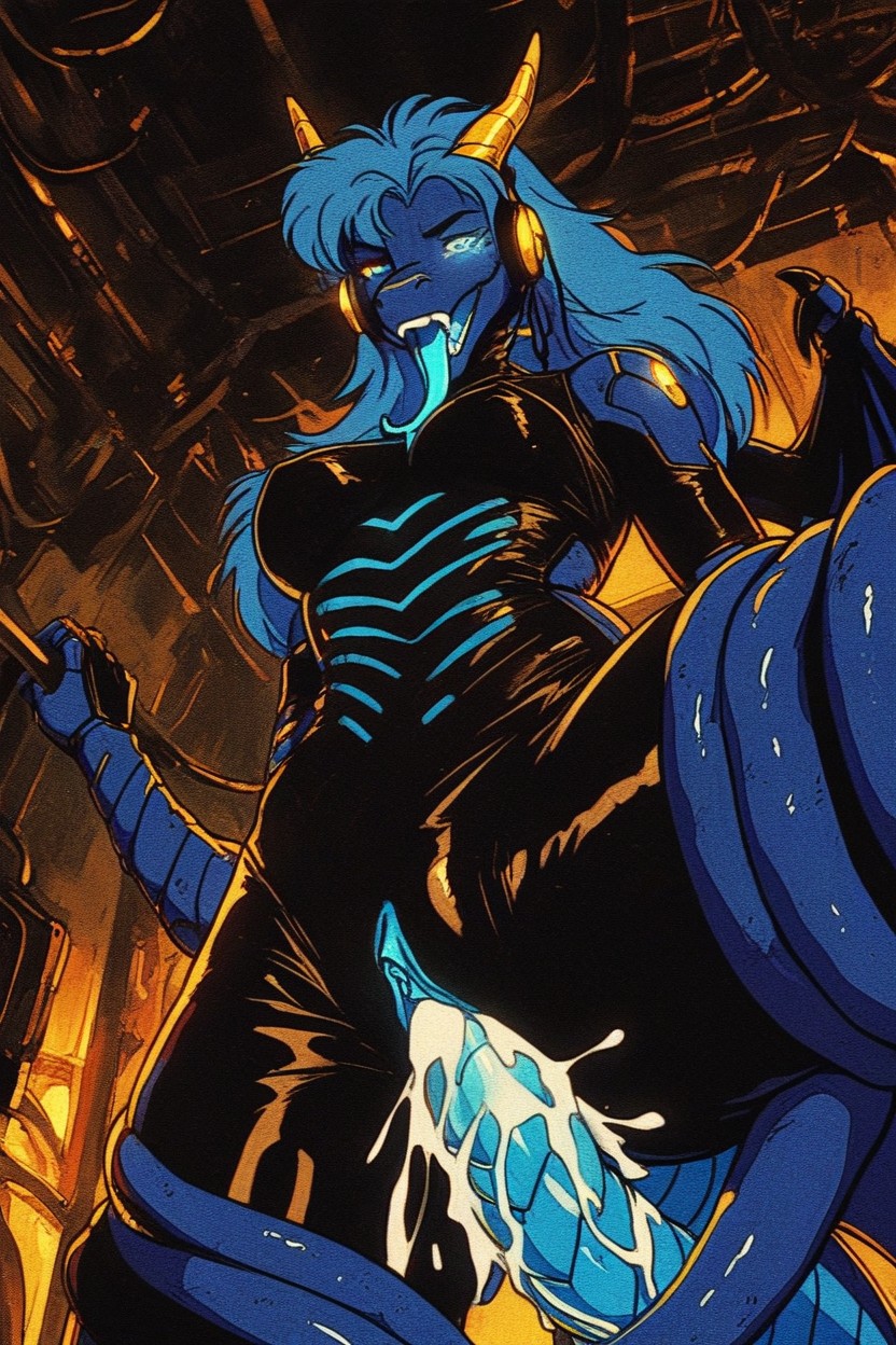 Dragon Tentacle, Blue Nipples, Blue Inside Furry AI Porn