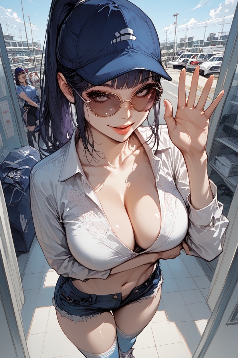 Airport, Sneakers, Cleavage Hentai AI Porn