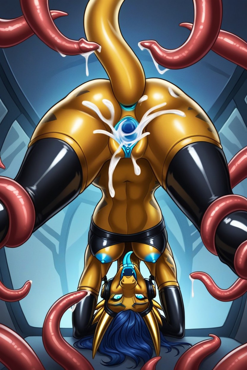 Gaming Headset, Cool Black Skin, Golden Scales Furry AI Porn