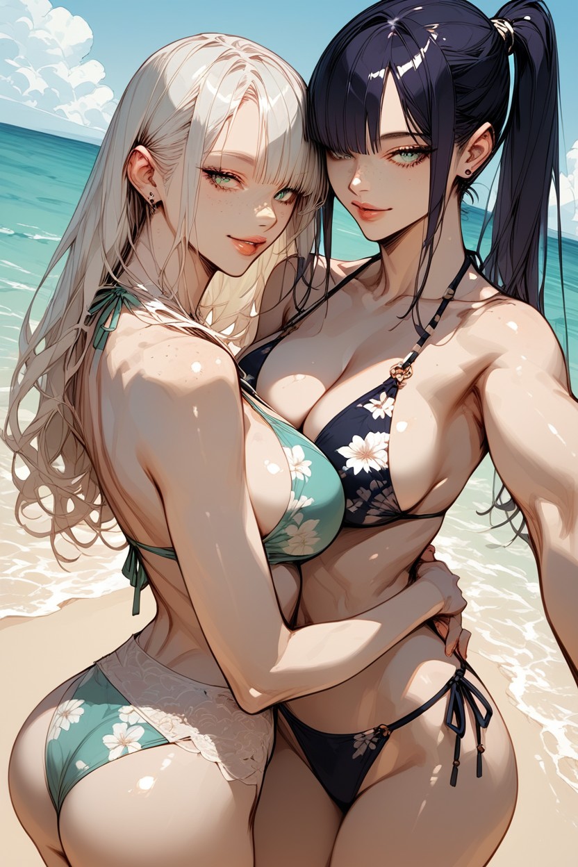 Beach, Loose Hair, Gloss Lips Hentai AI Porn
