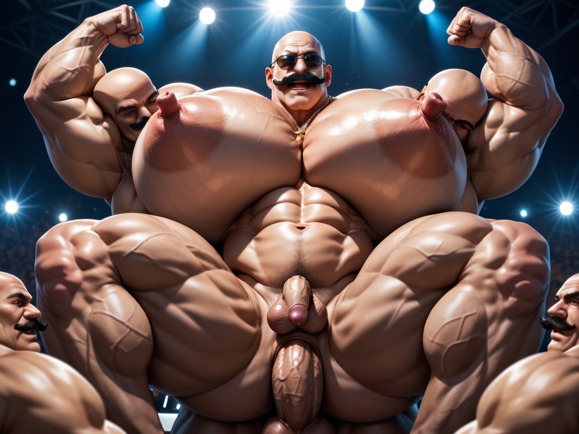 Sideburns, Hyper Breasts, Thick Moustache AI Gay Porn