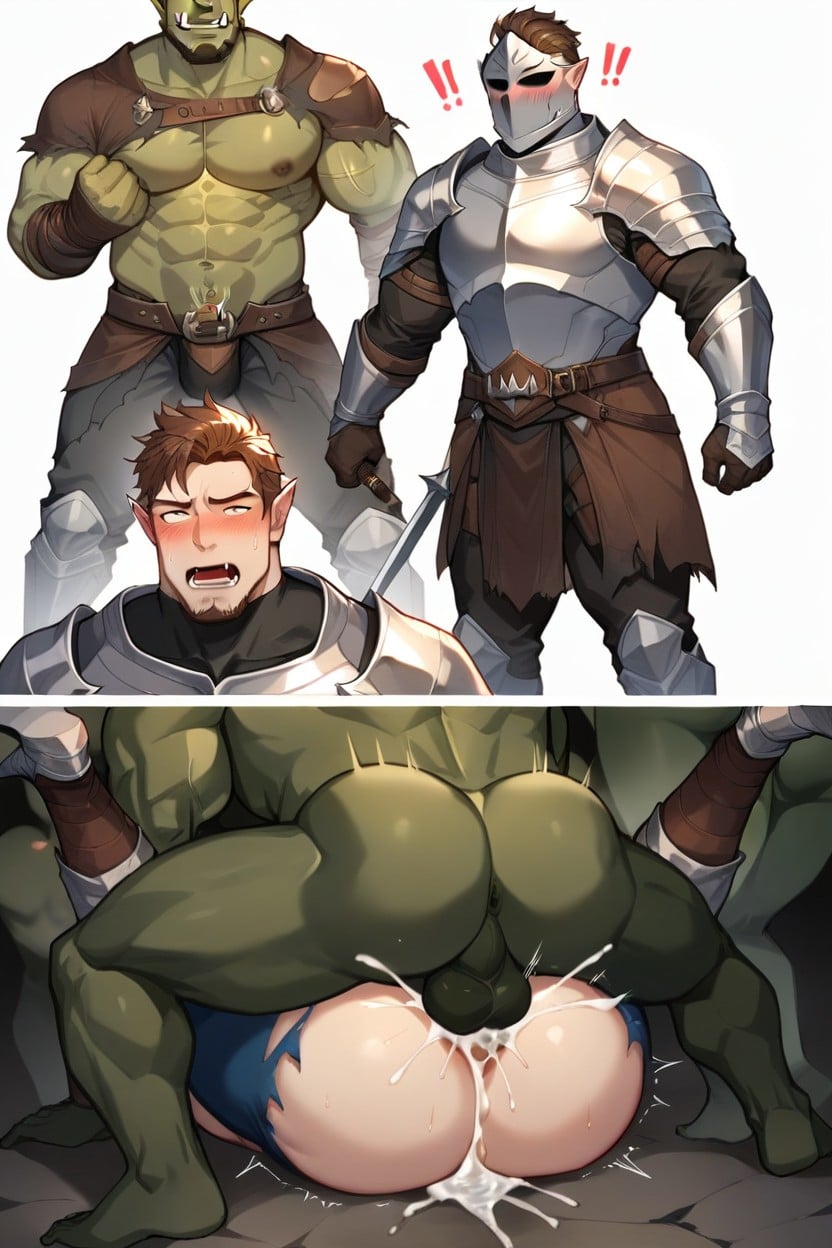 Large Ass, Brown Hair, Spit Roasted AI Gay Porn