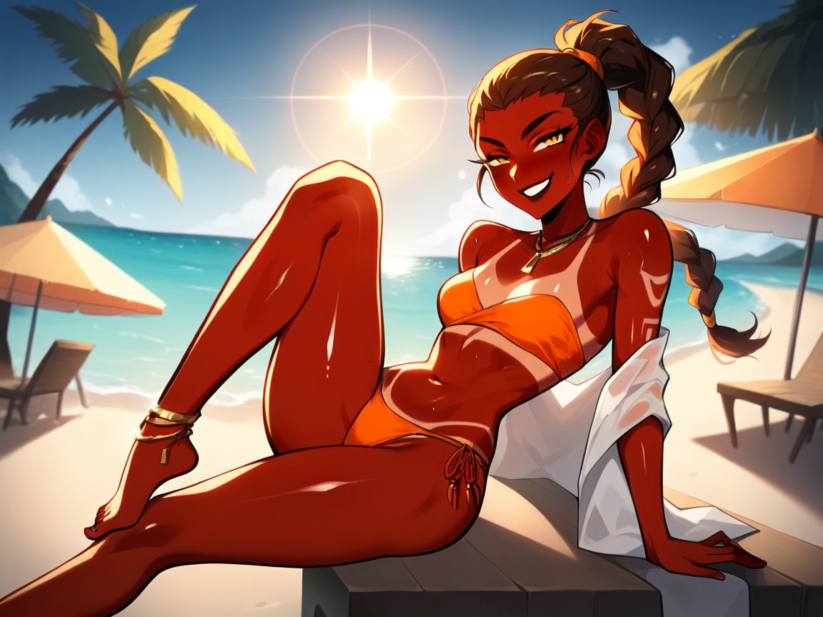 Small Ass, Bikini Tan Lines, Waist Length Hair AI Porn