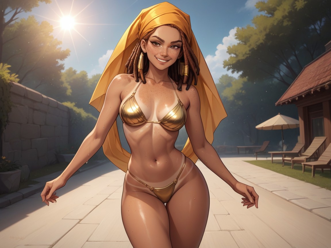 Oasis Location, Vibrant Saturated Colors, Dread Locks Hentai AI Porn
