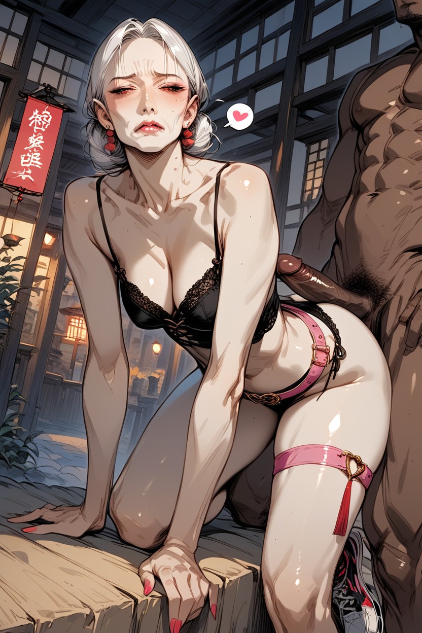 Old Wrinkled Face, In Heat, Clothing Pink Streaks Hentai AI Porn