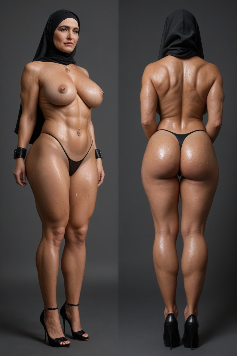 Rear View, Strong Muscular Legs, Sad Face MILF AI Porn