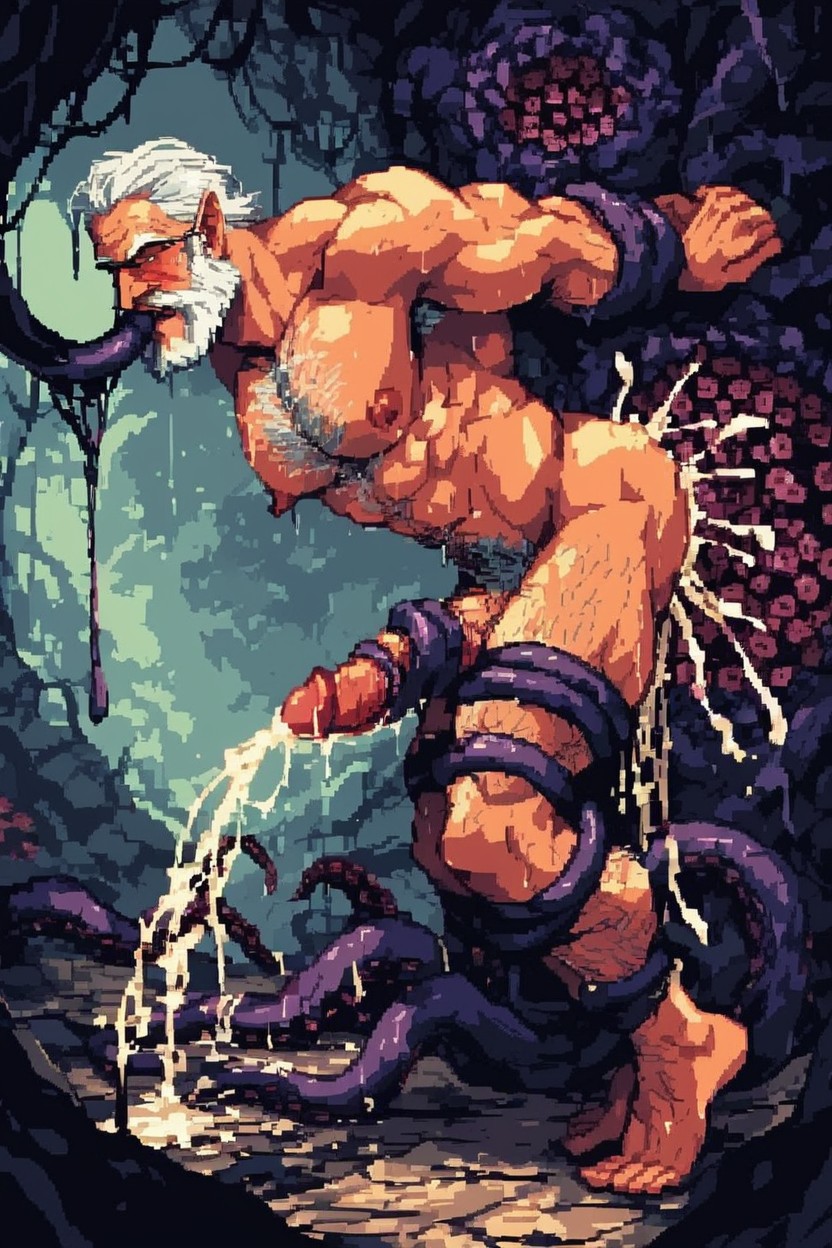 Excessive Amount Of Cum All Over The Body, Tanned Skin, Tentacles AI Gay Porn